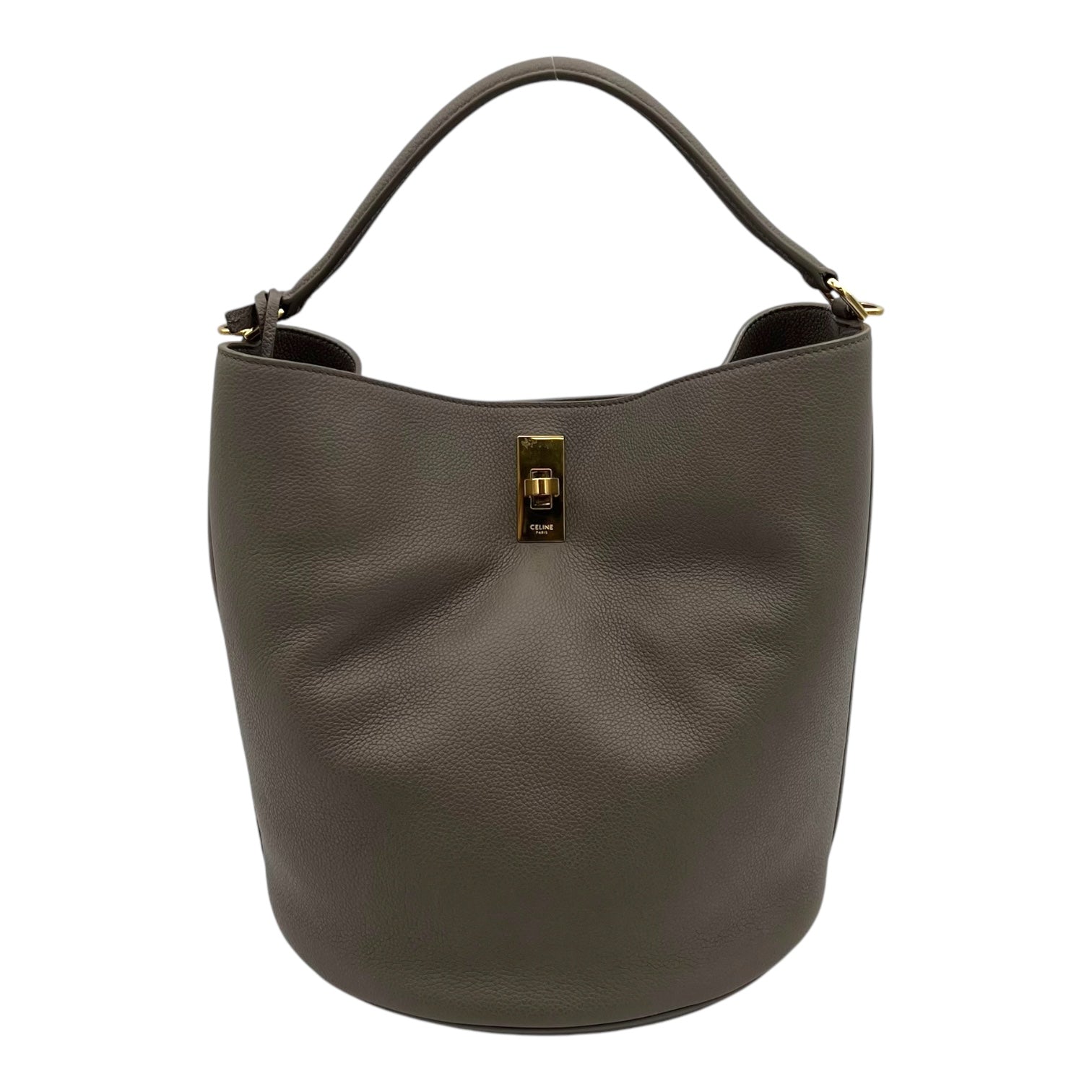 Celine Bucket 16 Brown Top Handle Bag in Calfskin, Gold hardware_1