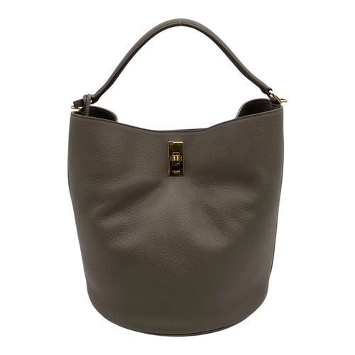 Celine Bucket 16 Brown Top Handle Bag in Calfskin, Gold hardware_1