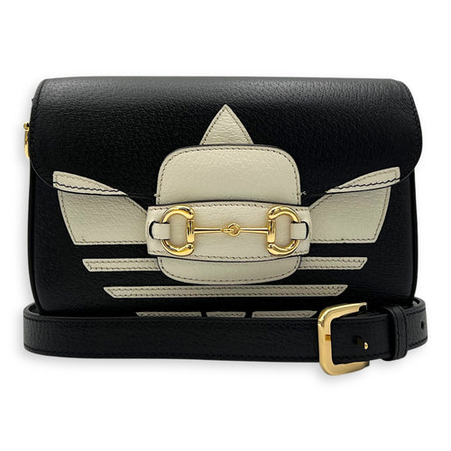 Gucci x Adidas Horsebit 1955 Shoulder Bag Black in Calfskin, Gold hardware_12