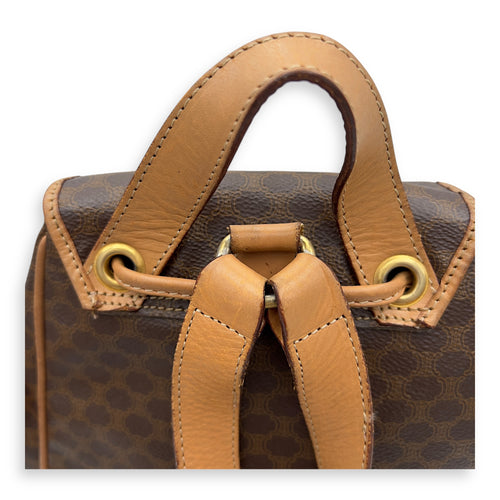 Celine Macadam Backpack Brown in Coated Canvas, Gold hardware_14