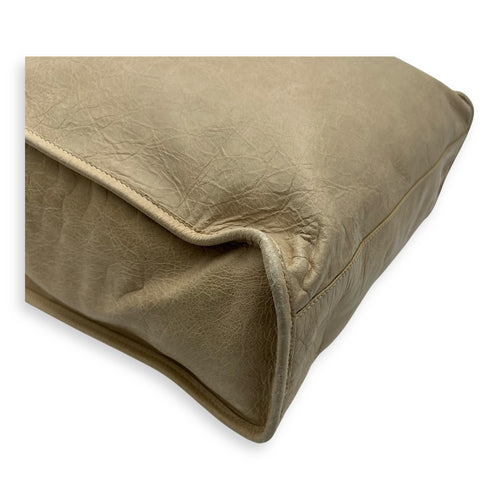 Balenciaga City Shopper Beige Tote Bag in Distressed Leather, Gunmetal hardware_10