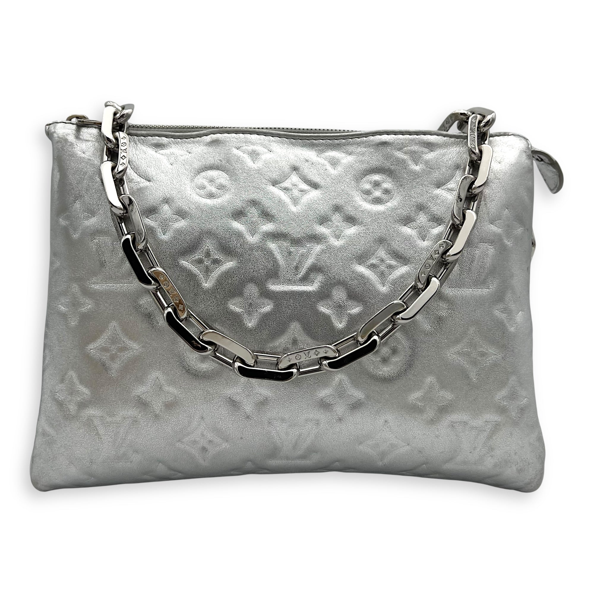 Louis Vuitton Coussin Shoulder Bag Silver in Lambskin, Silver hardware_12