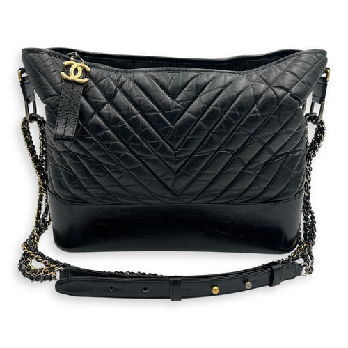 Chanel Gabrielle Shoulder Bag Large Black in Calfskin, Mixed hardware_10