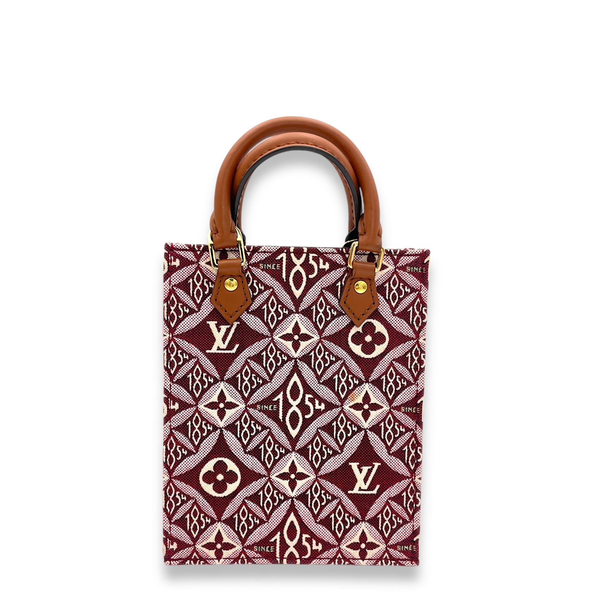 Since 1854 Sac Plat Petite Red Top Handle Bag in Canvas Gold hardware