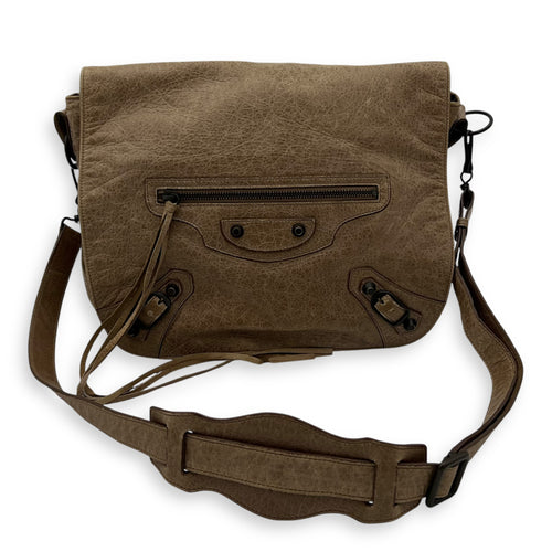 Balenciaga City Crossbody Bag Brown in Distressed Leather, Gunmetal hardware_14