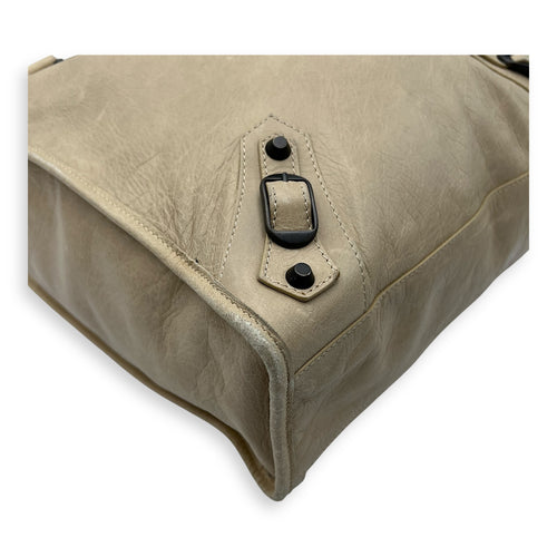 Balenciaga City Shopper Beige Tote Bag in Distressed Leather, Gunmetal hardware_8