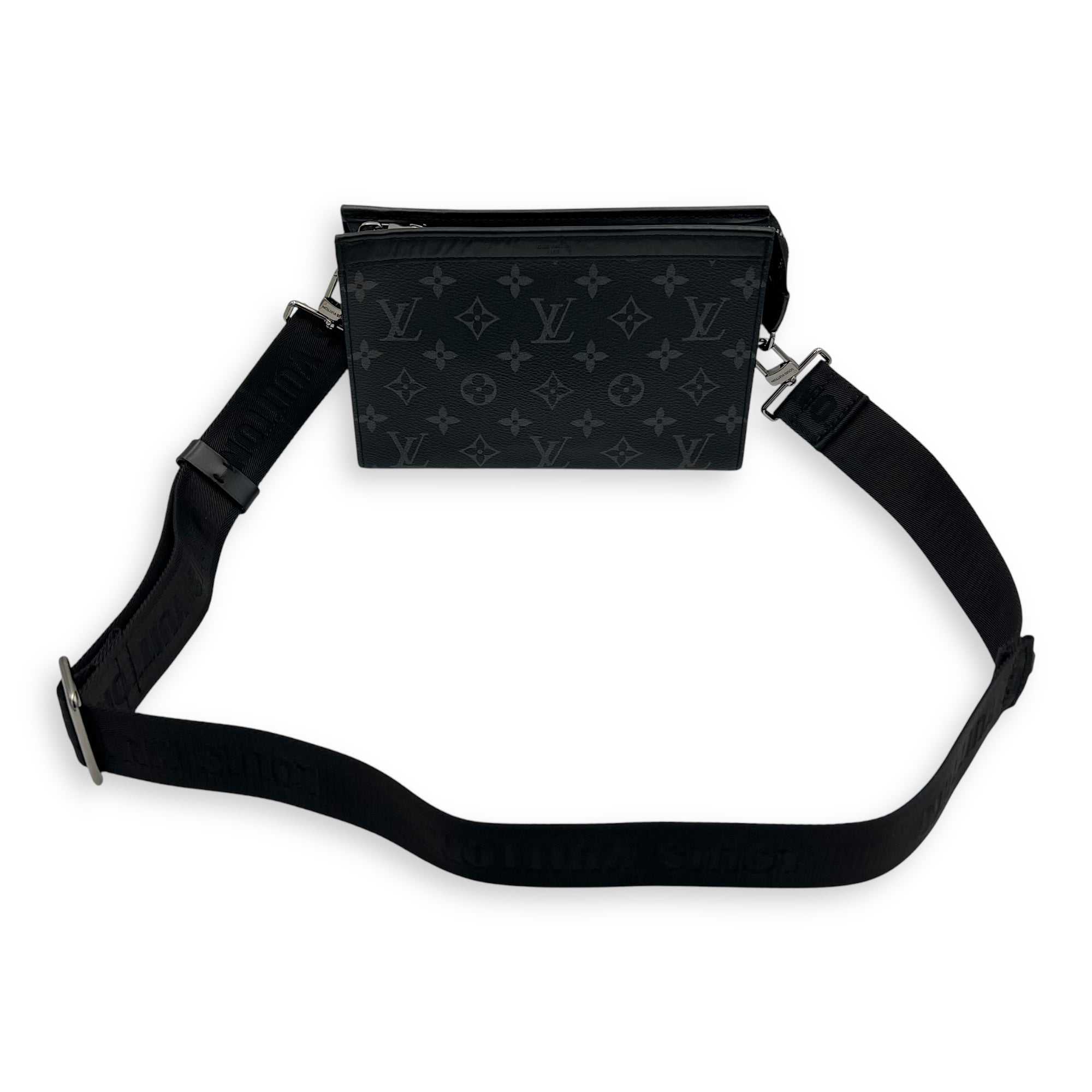 Louis Vuitton Gaston Wearable Wallet Black Crossbody Bag in Coated Canvas, Silver hardware_5