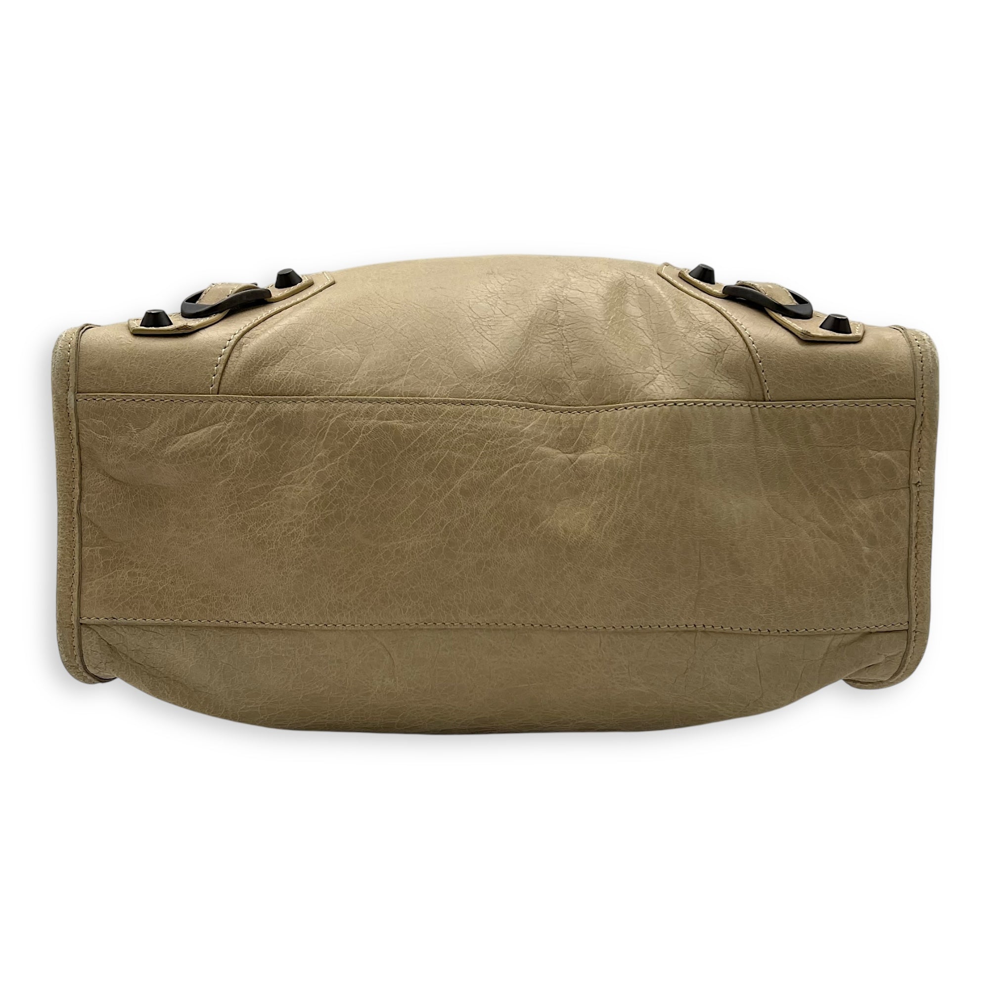 Balenciaga City Shopper Beige Tote Bag in Distressed Leather, Gunmetal hardware_5