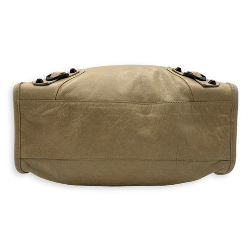 Balenciaga City Shopper Beige Tote Bag in Distressed Leather, Gunmetal hardware_5
