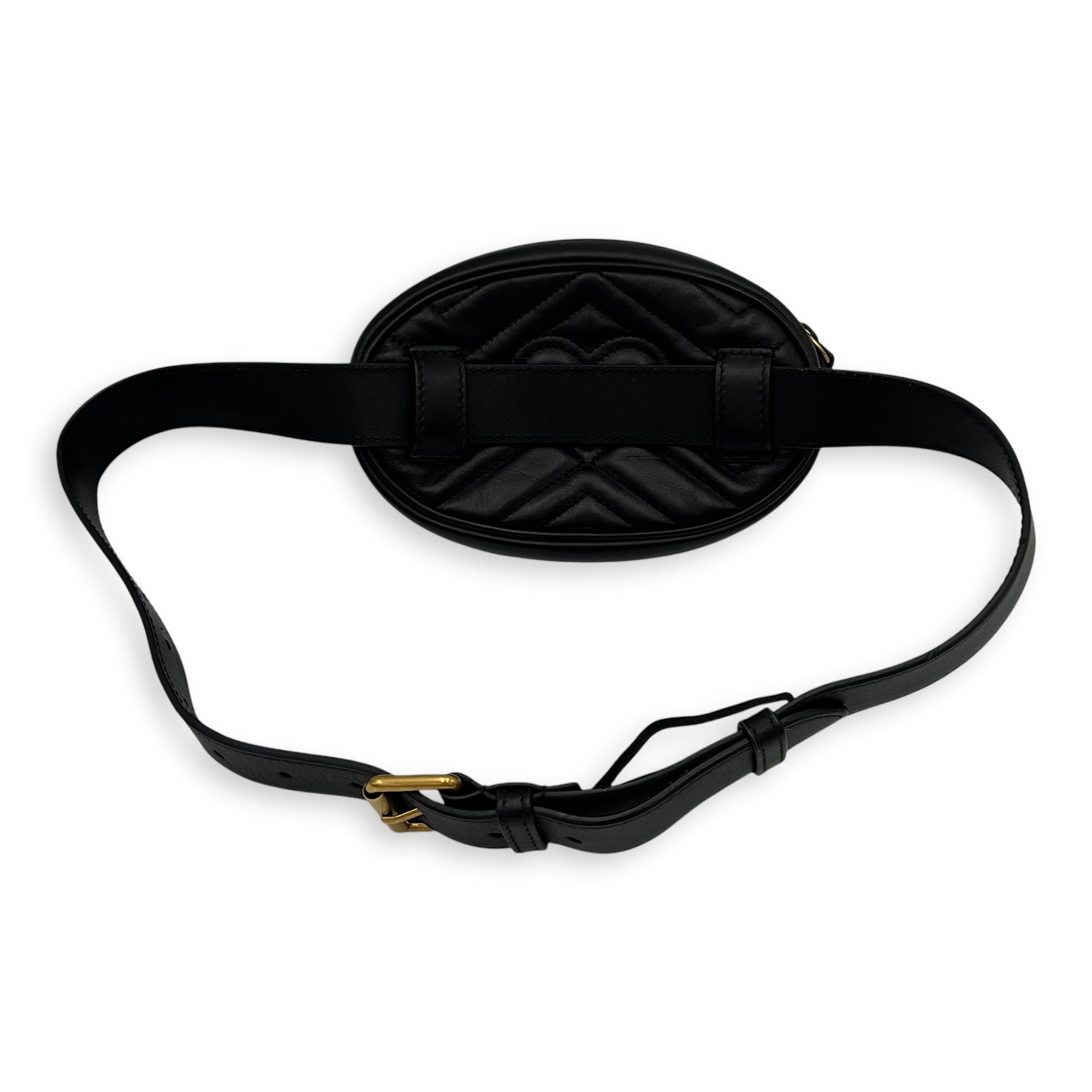 Gucci GG Marmont Belt Bag Black in Calfskin, Gold hardware_5