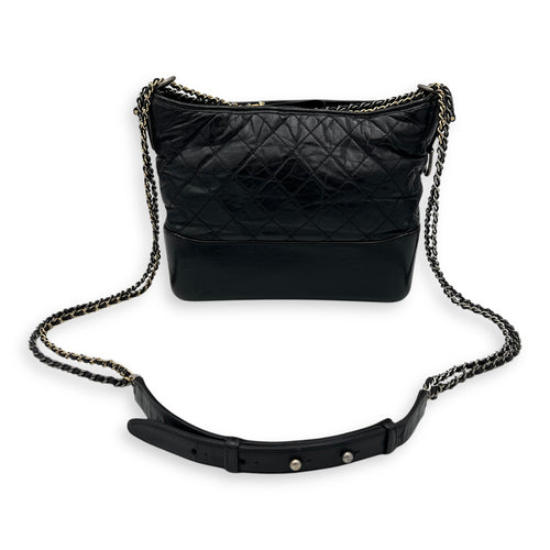 Chanel Gabrielle Medium Black Shoulder Bag in Calfskin, Mixed hardware_11
