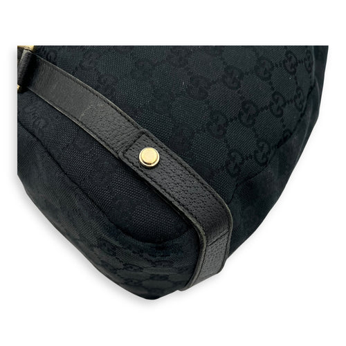 Gucci GG Shoulder Bag Black in Canvas, Gold hardware_12