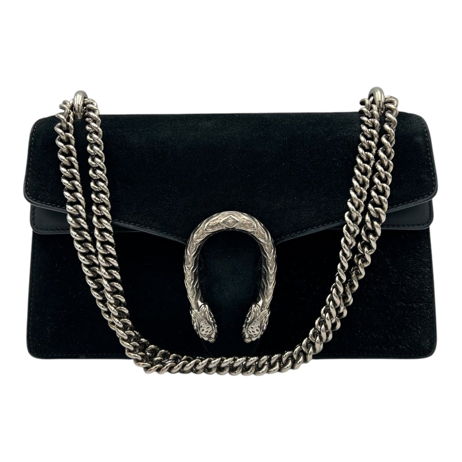 Gucci Dionysus Shoulder Bag Small Black in Suede Leather, Silver hardware_9