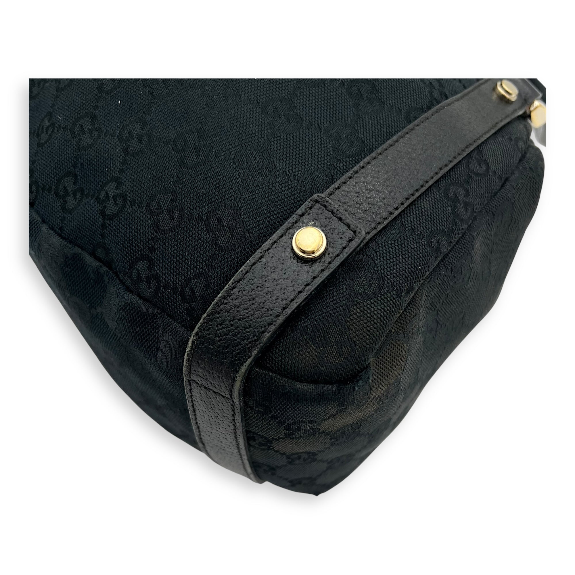 Gucci GG Shoulder Bag Black in Canvas, Gold hardware_11