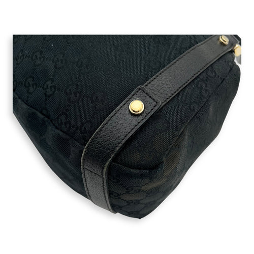 Gucci GG Shoulder Bag Black in Canvas, Gold hardware_11