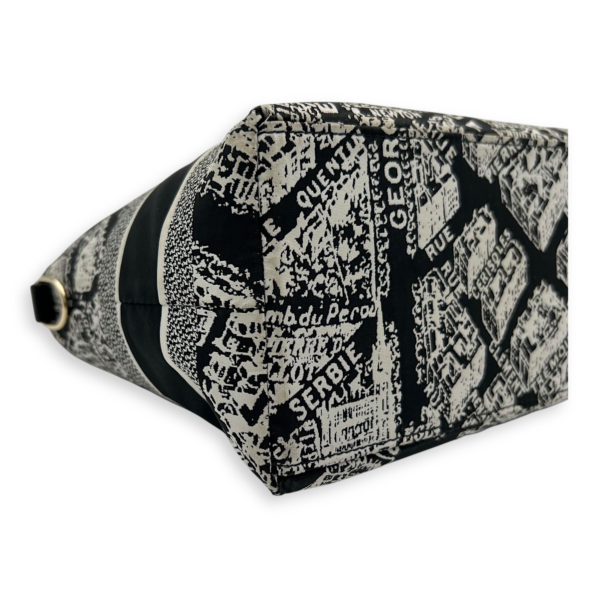 Christian Dior Norma Top Handle Bag Black in Canvas, Silver hardware_8