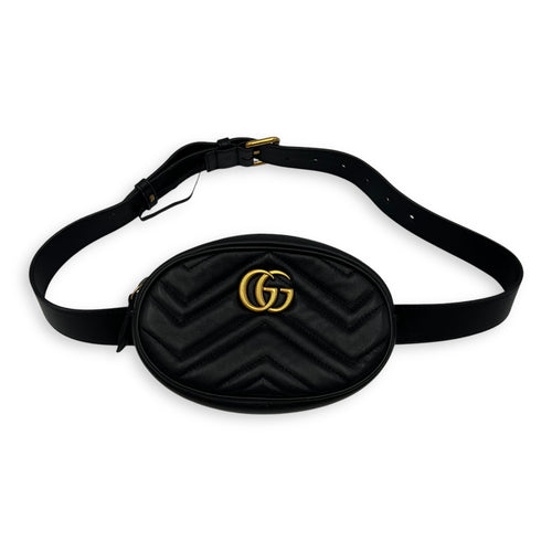 Gucci GG Marmont Belt Bag Black in Calfskin, Gold hardware_2
