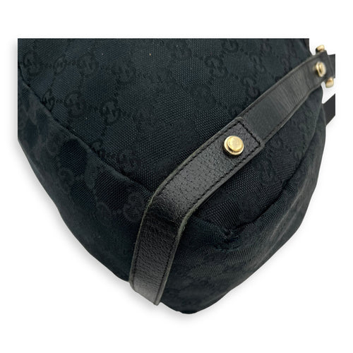 Gucci GG Shoulder Bag Black in Canvas, Gold hardware_10