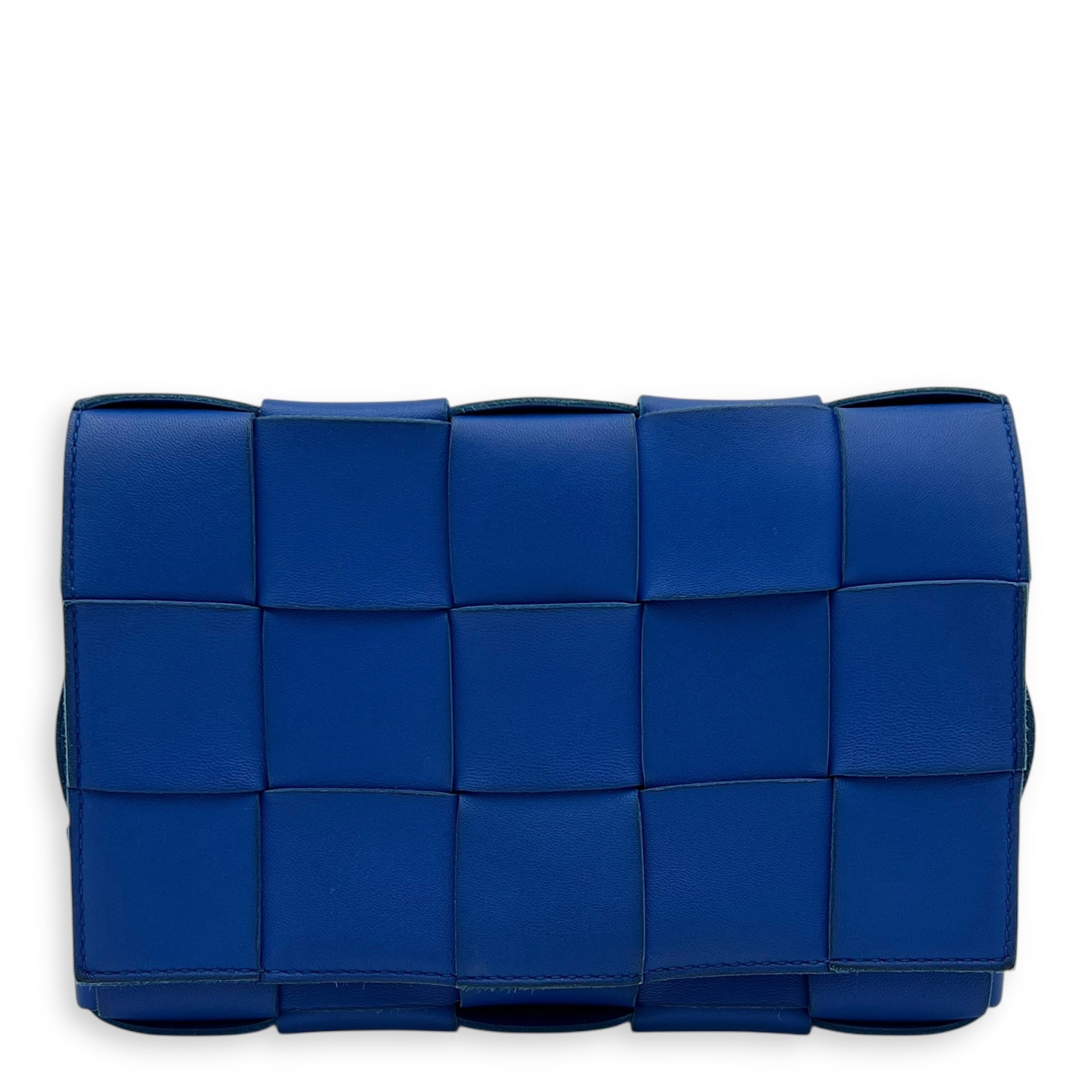 Bottega Veneta Cassette Shoulder Bag Blue in Lambskin_1