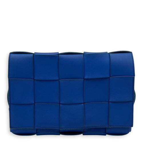 Bottega Veneta Cassette Shoulder Bag Blue in Lambskin_1