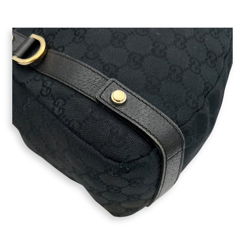 Gucci GG Shoulder Bag Black in Canvas, Gold hardware_9