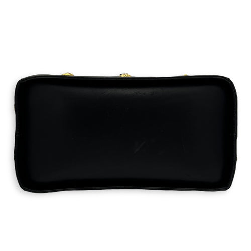 Salvatore Ferragamo Gancini Shoulder Bag Black in Calfskin, Gold hardware_5