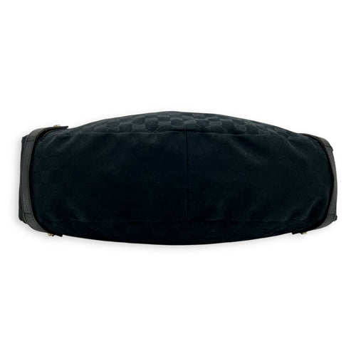 Gucci GG Shoulder Bag Black in Canvas, Gold hardware_5