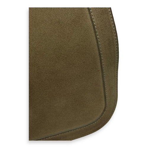 Loewe Anagram Shoulder Bag Brown in Suede Leather, Silver hardware_11