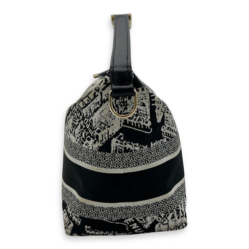 Christian Dior Norma Top Handle Bag Black in Canvas, Silver hardware_3