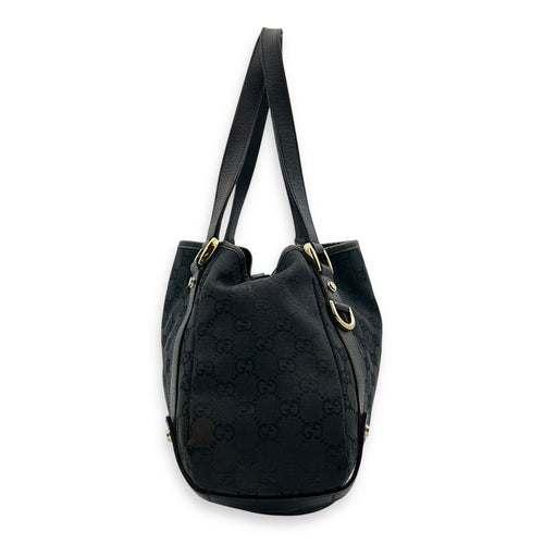 Gucci GG Shoulder Bag Black in Canvas, Gold hardware_3