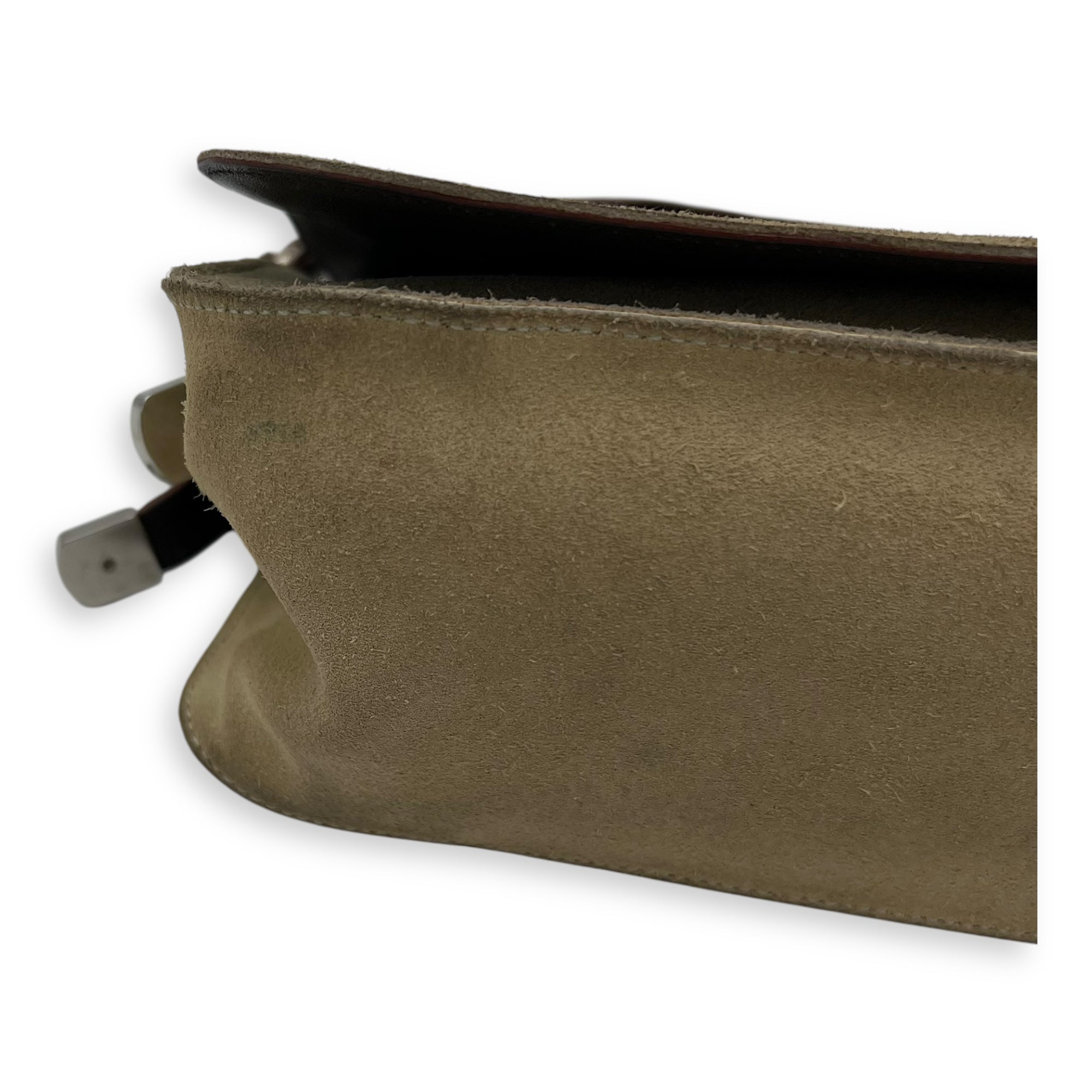 Loewe Anagram Shoulder Bag Brown in Suede Leather, Silver hardware_10