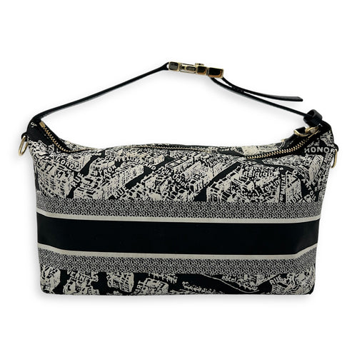 Christian Dior Norma Top Handle Bag Black in Canvas, Silver hardware_2