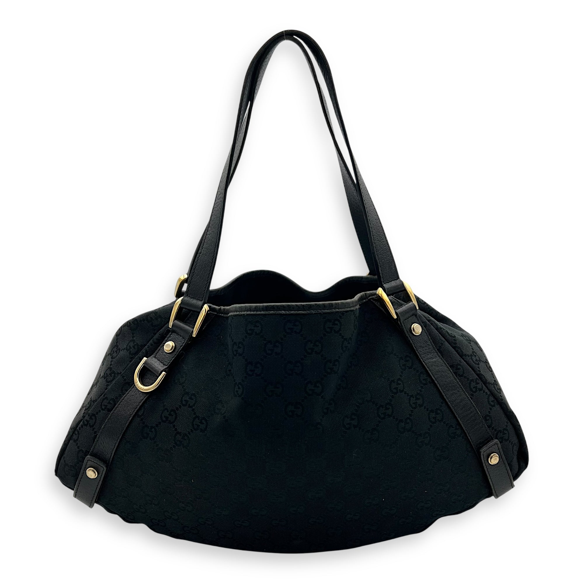 Gucci GG Shoulder Bag Black in Canvas, Gold hardware_2