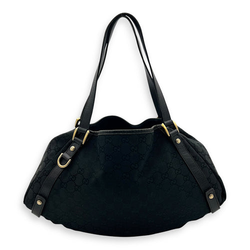 Gucci GG Shoulder Bag Black in Canvas, Gold hardware_2