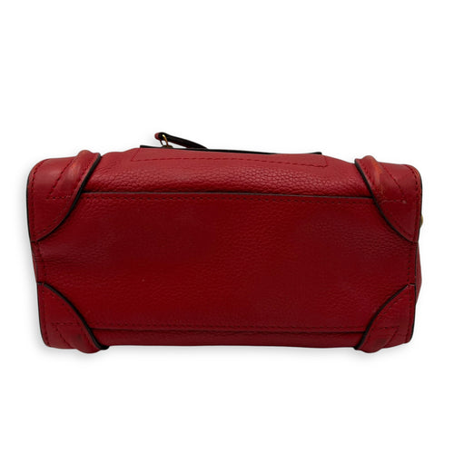 Celine Luggage Top Handle Bag Red in Calfskin, Gold hardware_5
