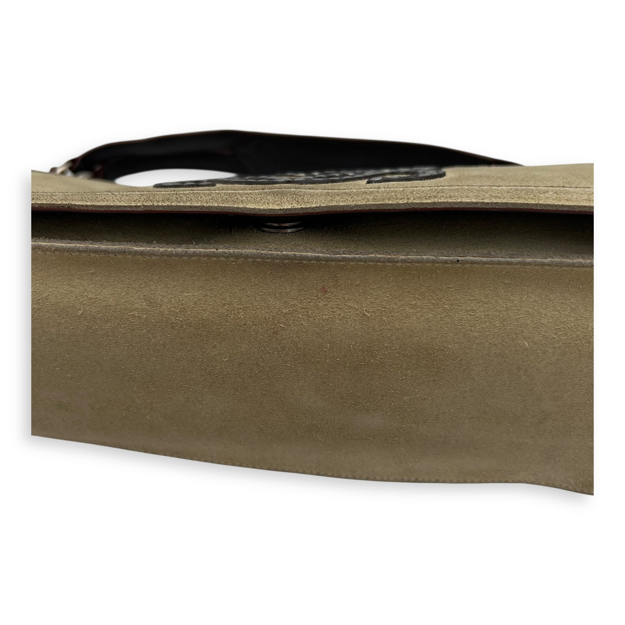 Loewe Anagram Shoulder Bag Brown in Suede Leather, Silver hardware_9