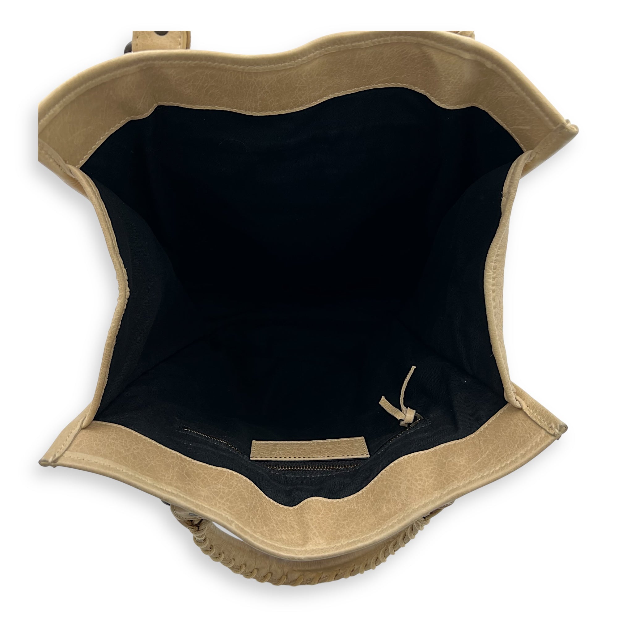 Balenciaga City Shopper Beige Tote Bag in Distressed Leather, Gunmetal hardware_6