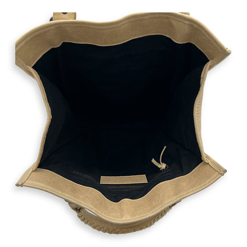 Balenciaga City Shopper Beige Tote Bag in Distressed Leather, Gunmetal hardware_6