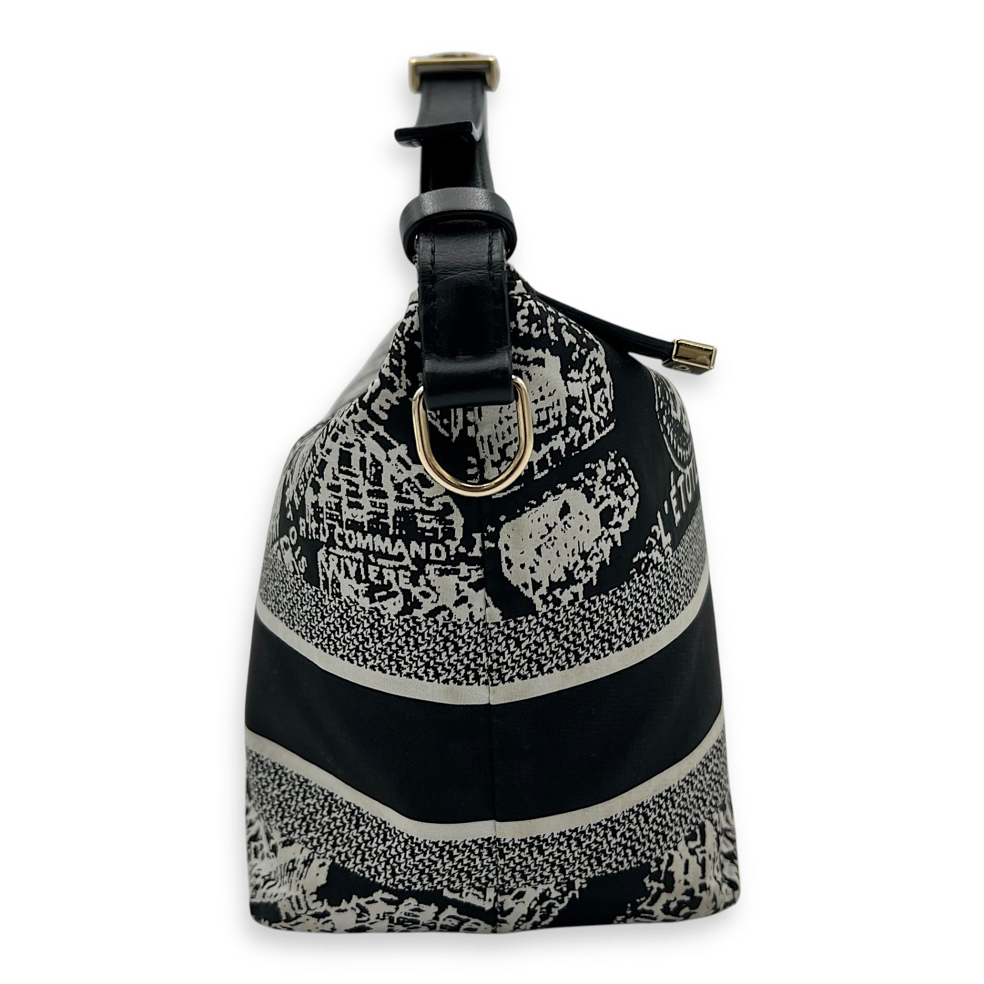 Christian Dior Norma Top Handle Bag Black in Canvas, Silver hardware_4