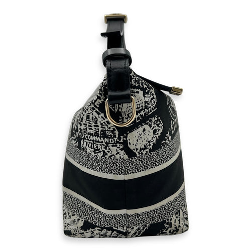 Christian Dior Norma Top Handle Bag Black in Canvas, Silver hardware_4