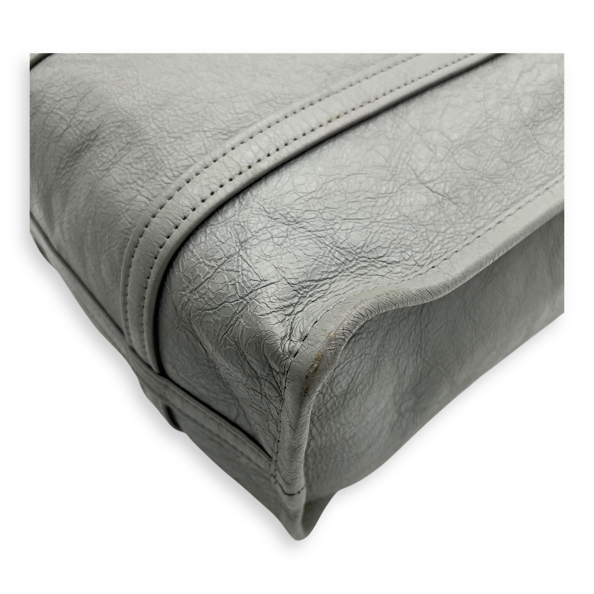 Balenciaga Bazaar Shopper Top Handle Bag Grey in Lambskin, Silver hardware_12