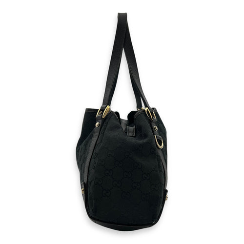 Gucci GG Shoulder Bag Black in Canvas, Gold hardware_4
