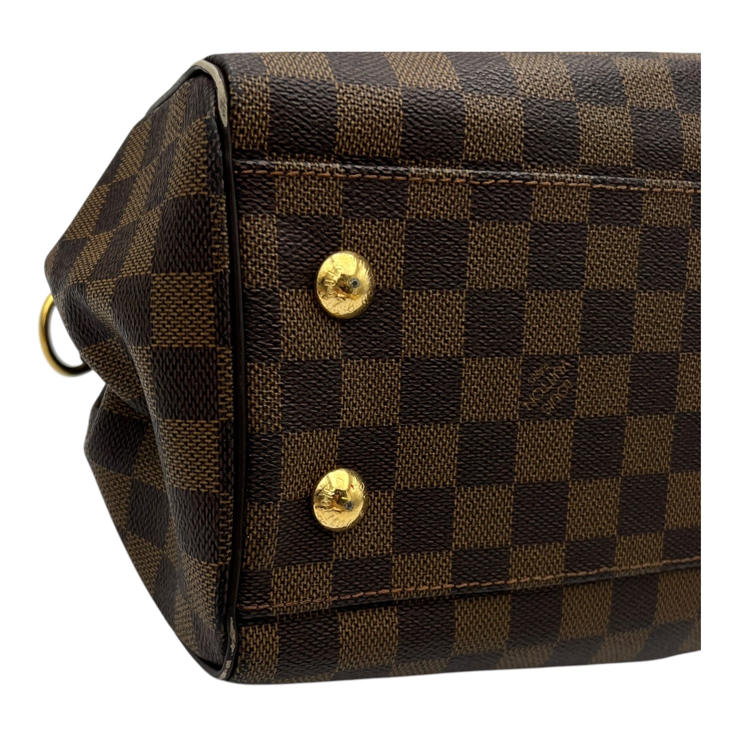 Louis Vuitton Trevi Top Handle Bag Damier Ebene in Coated Canvas, Gold hardware_15