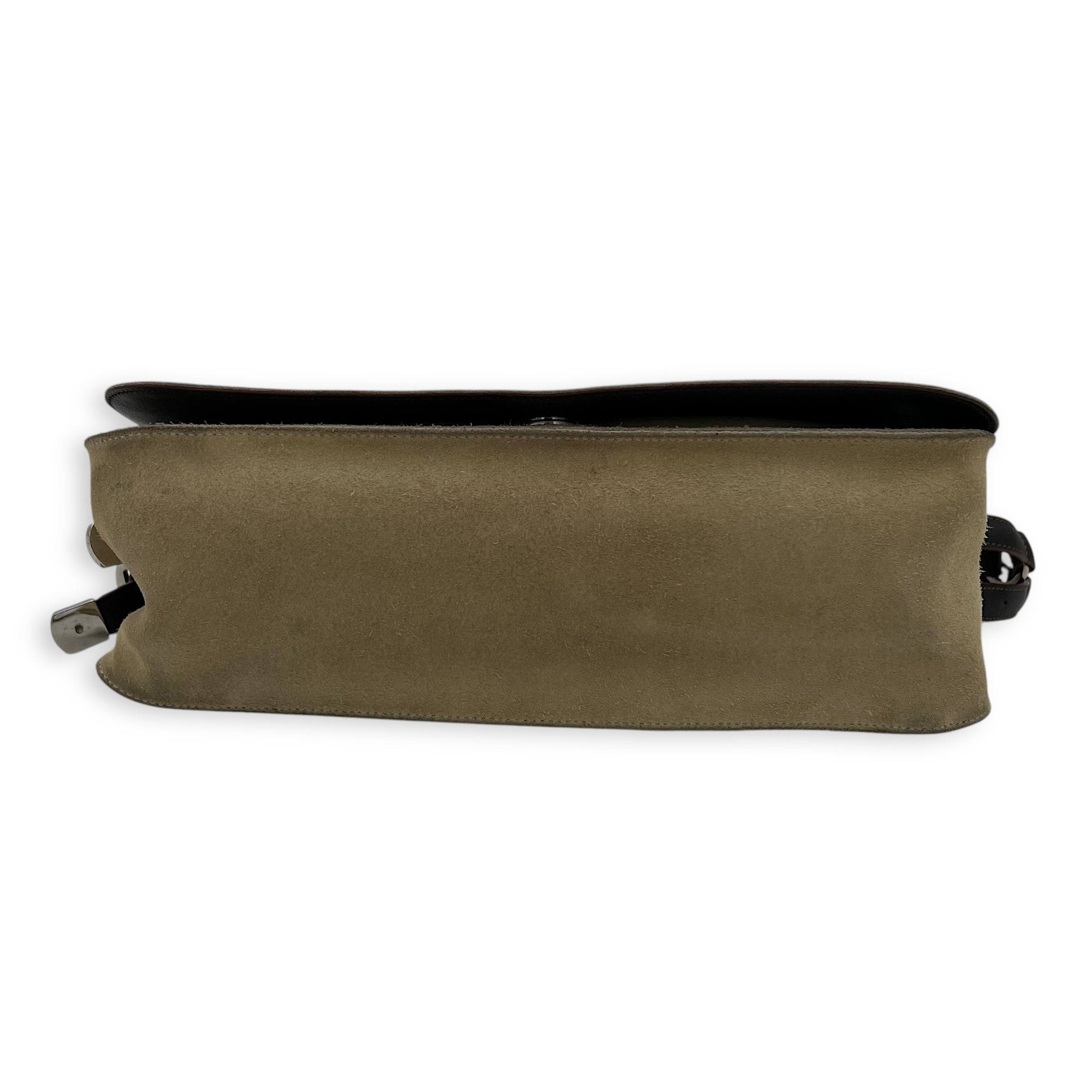 Loewe Anagram Shoulder Bag Brown in Suede Leather, Silver hardware_5
