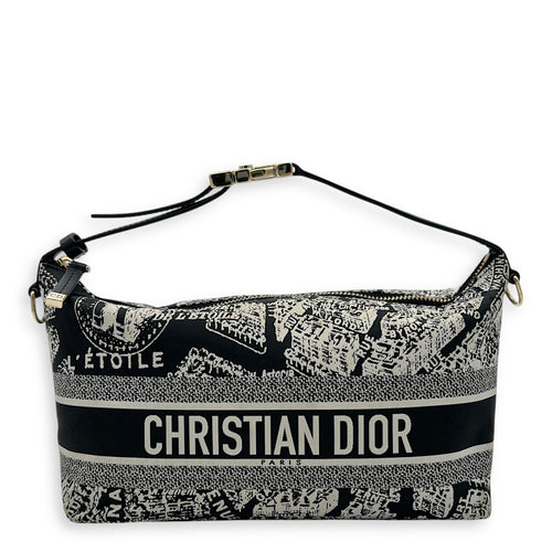 Christian Dior Norma Top Handle Bag Black in Canvas, Silver hardware_1