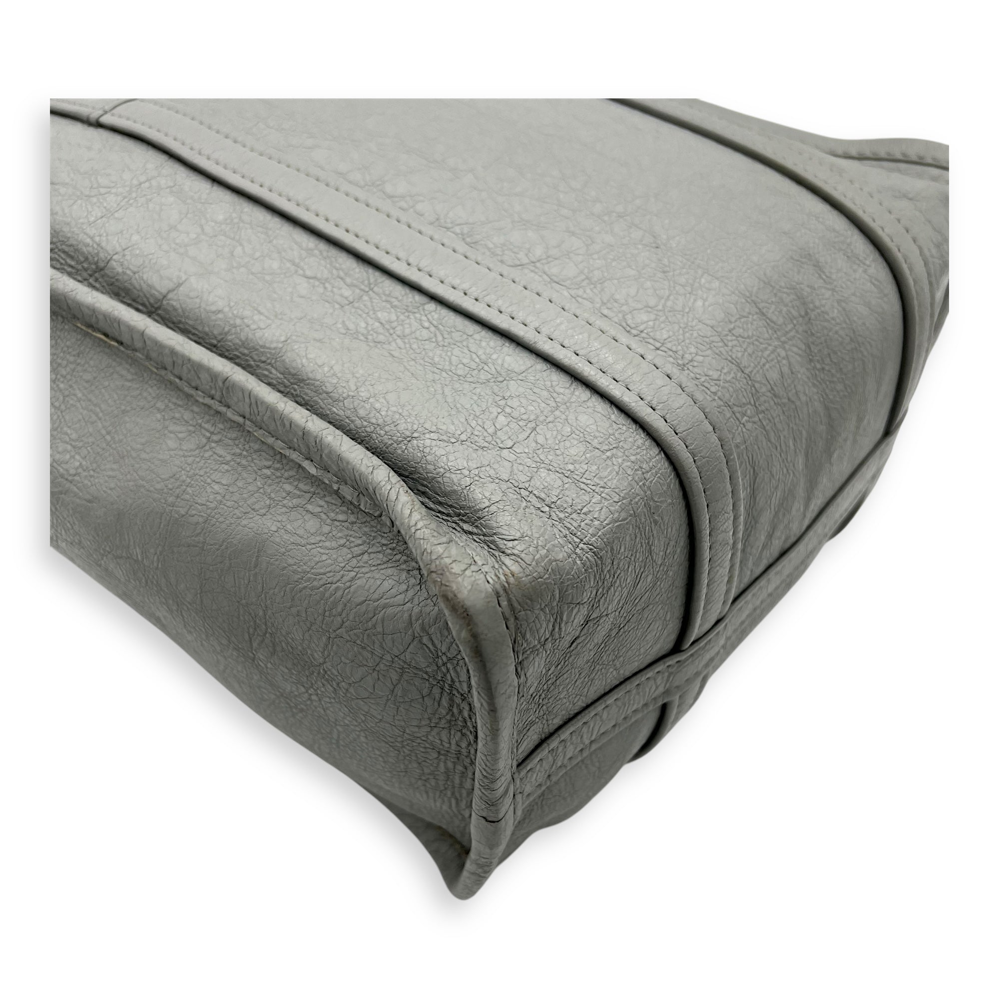 Balenciaga Bazaar Shopper Top Handle Bag Grey in Lambskin, Silver hardware_11