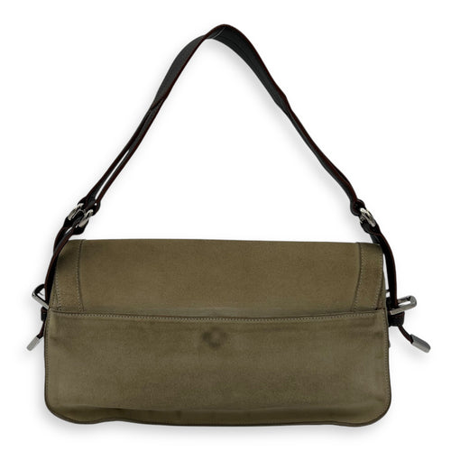Loewe Anagram Shoulder Bag Brown in Suede Leather, Silver hardware_2
