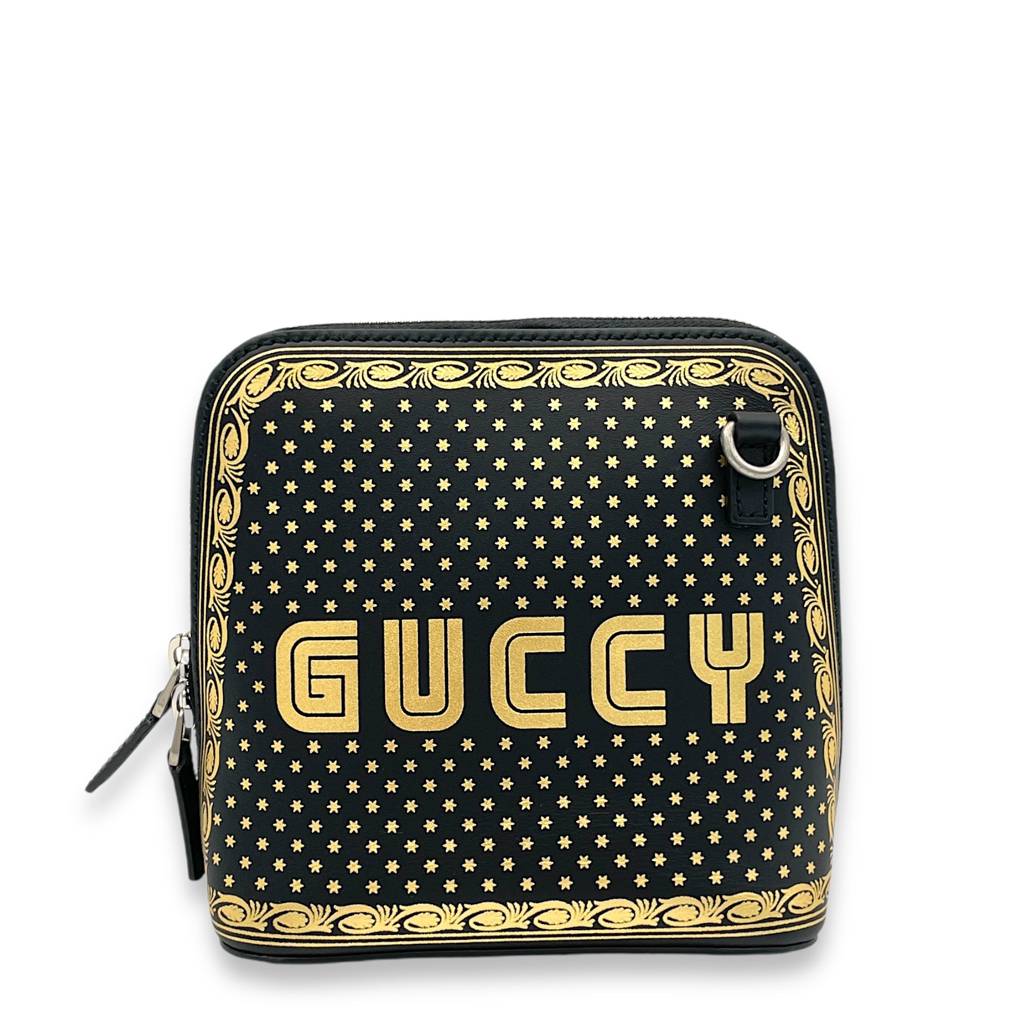 X Sega Guccy Stars Crossbody Bag Black in Calfskin Ruthenium hardware