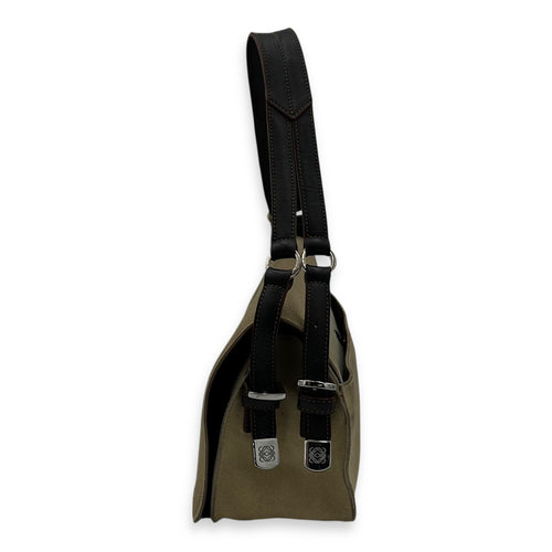 Loewe Anagram Shoulder Bag Brown in Suede Leather, Silver hardware_3