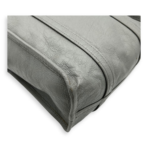 Balenciaga Bazaar Shopper Top Handle Bag Grey in Lambskin, Silver hardware_9